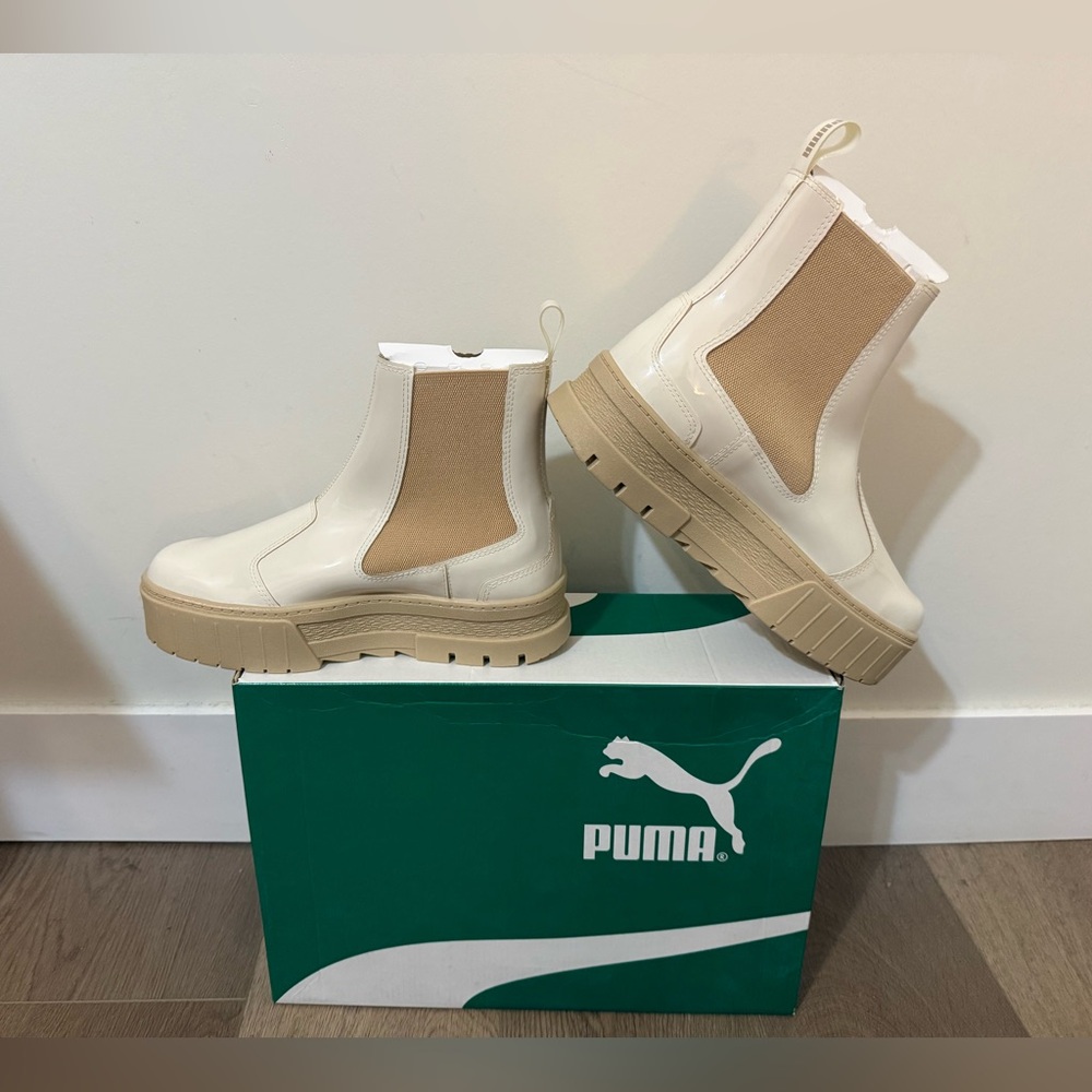 PUMA Mayze Chelsea Jelly Boots Platform White 8.5